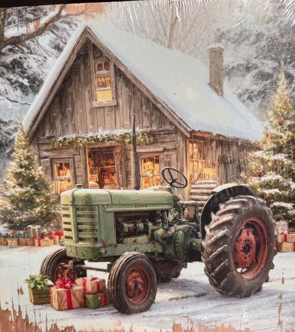 Unbranded Other - Christmas‎ Farmhouse Tractor Canvas Wall Art